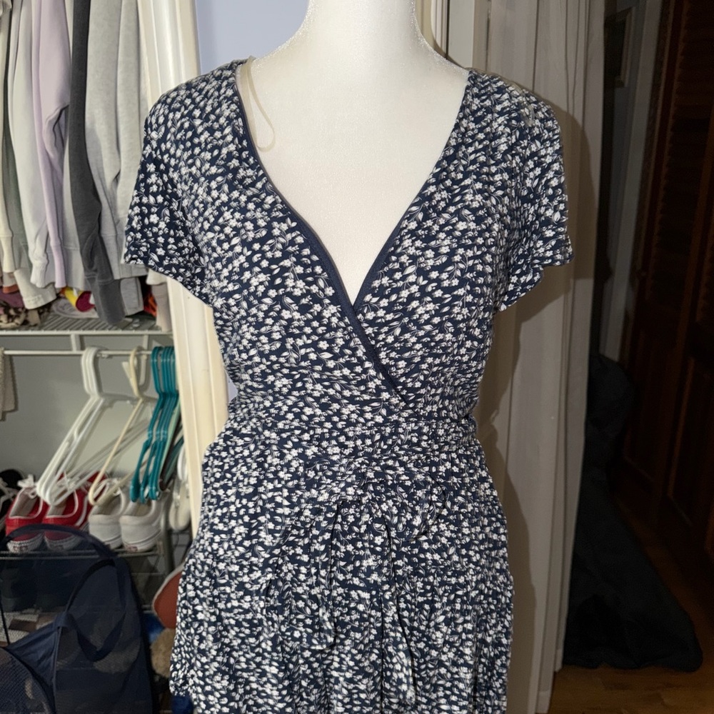 Trixxi Navy Floral Mido Romper Dress